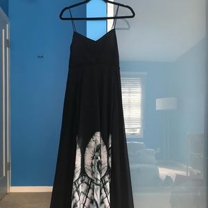 Panelled Maxi Dress with Butterfly Pattern